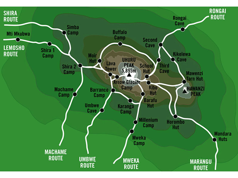 kilimanjaro route map