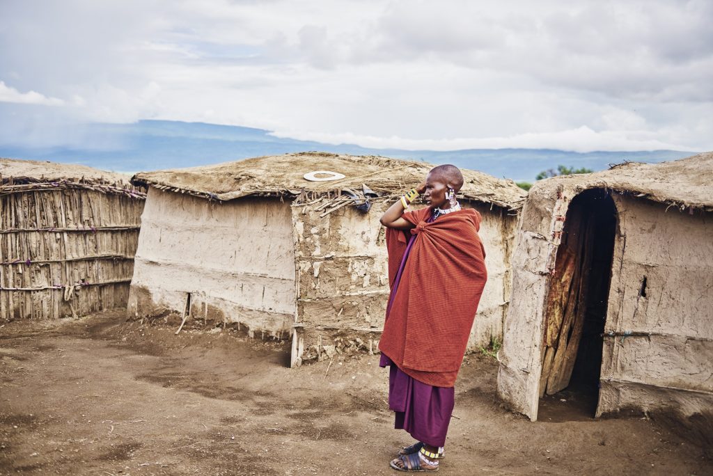 Masai man in the village in Africa, Tanzania, Africa- 01 February 2020