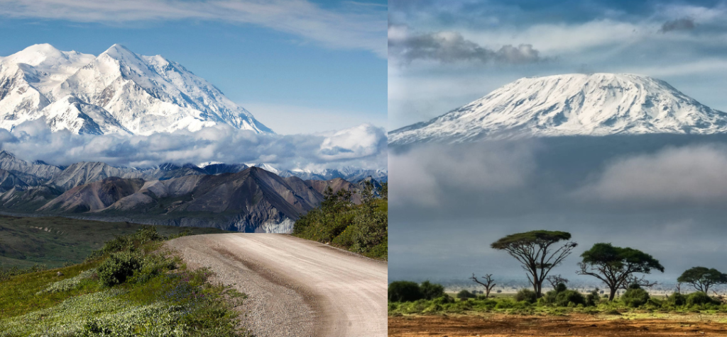 Mont Denali contre Mont Kilimandjaro